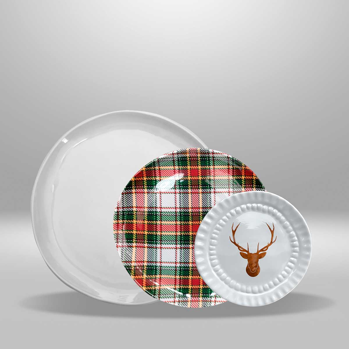 Set de 3 piezas- Royal Tartan Blanco