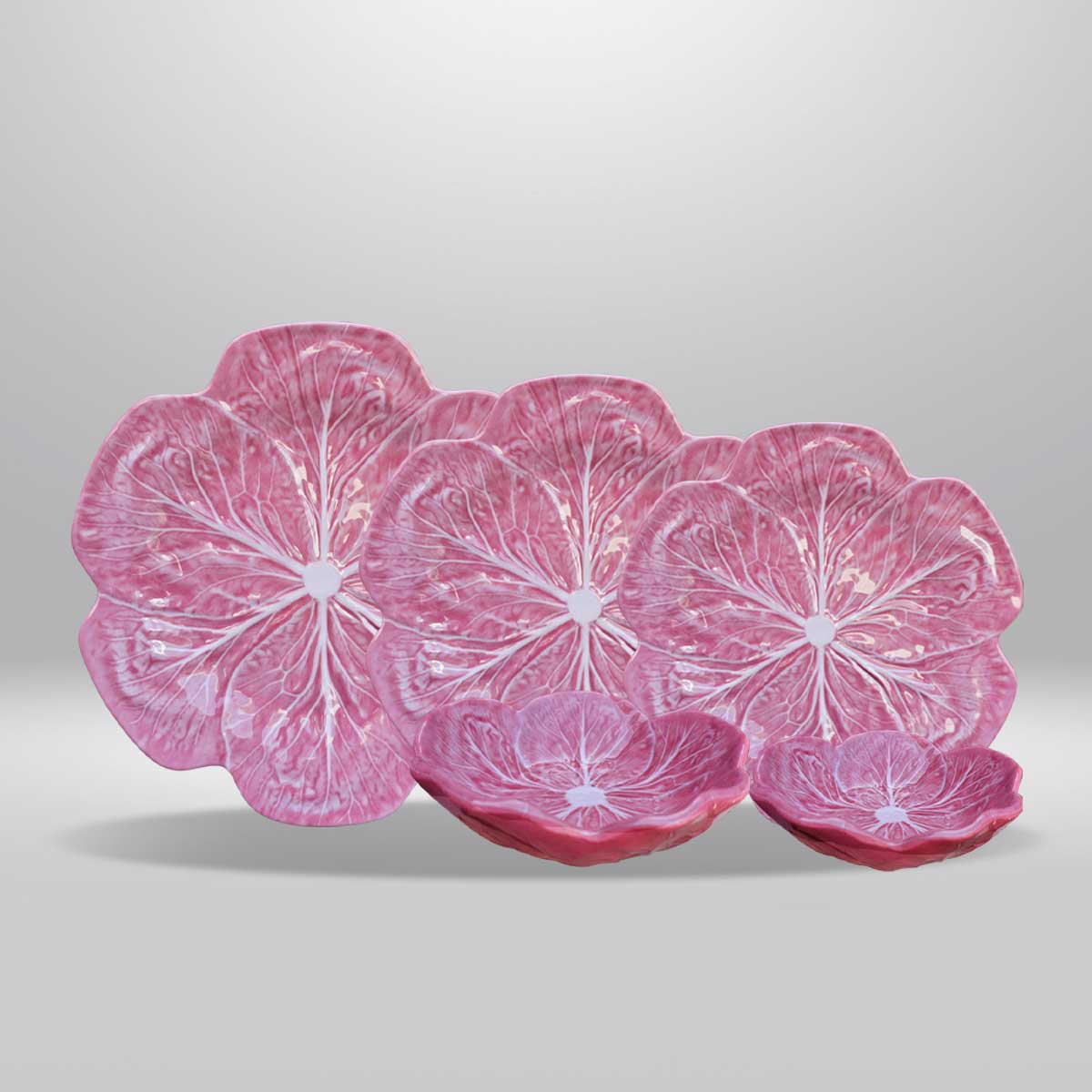 Colección Pink Cabbage elaborada en 2026 en Guatemala por Best Melamine Vajilla resistente con diseño – Set de 5 piezas