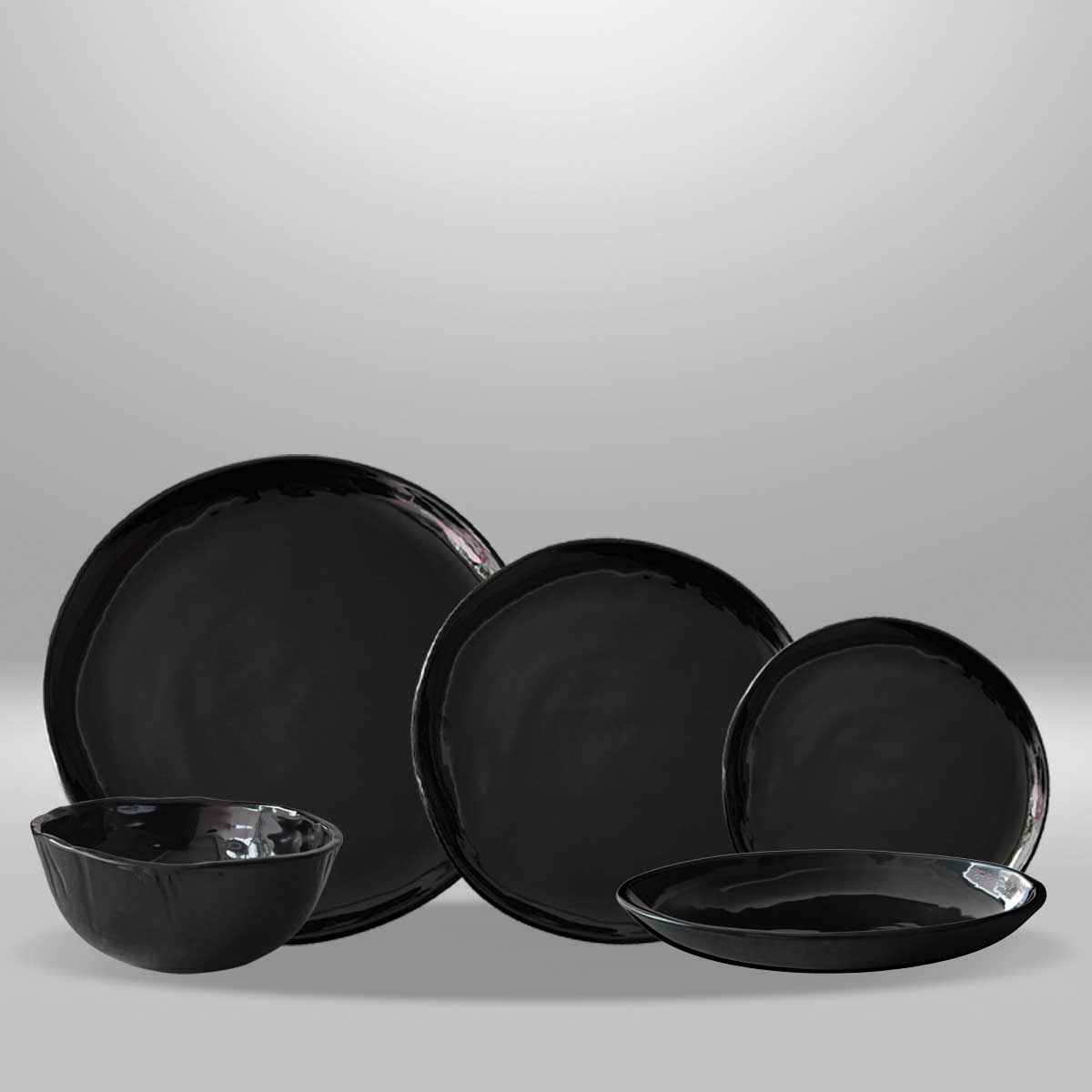 Set 5 piezas - Línea Simple Round Black
